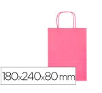 Bolsa papel q-connect celulosa rosa xs con asa retorcida 180x240x80 mm