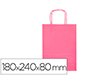 Bolsa papel q-connect celulosa rosa xs con asa retorcida 180x240x80 mm