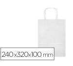 Bolsa papel q-connect celulosa blanco s con asa retorcida 240x320x100 mm