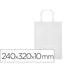 Bolsa papel q-connect celulosa blanco s con asa retorcida 240x320x10 mm