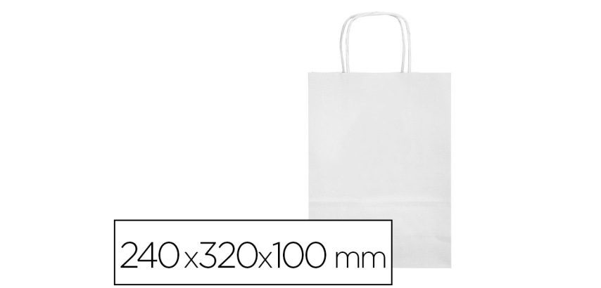 Bolsa papel q-connect celulosa blanco s con asa retorcida 240x320x100 mm
