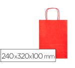 Bolsa papel q-connect celulosa rojo s con asa retorcida 240x320x100 mm