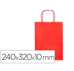 Bolsa papel q-connect celulosa rojo s con asa retorcida 240x320x10 mm