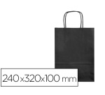 Bolsa papel q-connect celulosa negro s con asa retorcida 240x320x100 mm