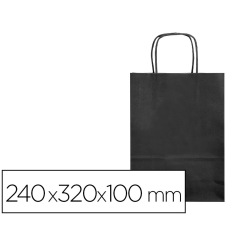 Bolsa papel q-connect celulosa negro s con asa retorcida 240x320x100 mm