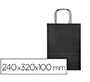 Bolsa papel q-connect celulosa negro s con asa retorcida 240x320x100 mm