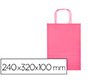 Bolsa papel q-connect celulosa rosa s con asa retorcida 240x320x100 mm