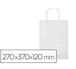 Bolsa papel q-connect celulosa blanco m con asa retorcida 270x370x120 mm