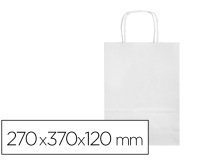 Bolsa papel q-connect celulosa blanco m con asa retorcida 270x370x120 mm