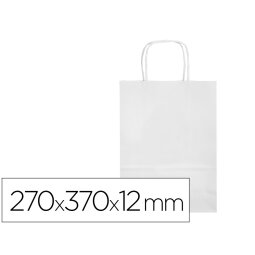 Bolsa papel q-connect celulosa blanco m con asa retorcida 270x370x12 mm