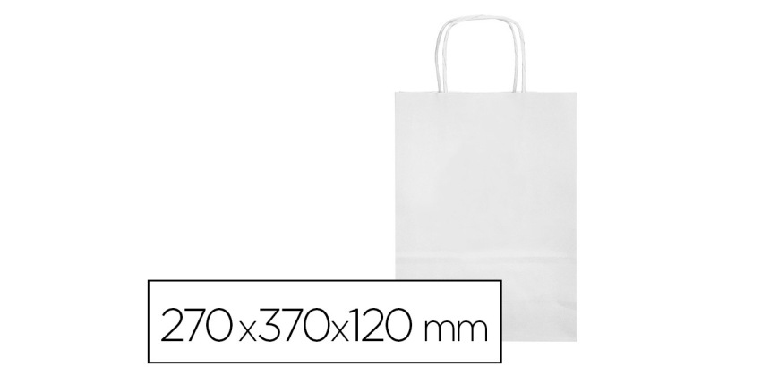 Bolsa papel q-connect celulosa blanco m con asa retorcida 270x370x120 mm