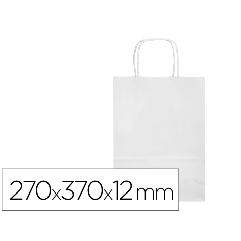 Bolsa papel q-connect celulosa blanco m con asa retorcida 270x370x12 mm