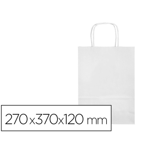Bolsa papel q-connect celulosa blanco m con asa retorcida 270x370x120 mm