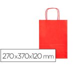 Bolsa papel q-connect celulosa rojo m con asa retorcida 270x370x120 mm