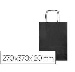 Bolsa papel q-connect celulosa negro m con asa retorcida 270x370x120 mm
