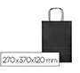 Bolsa papel q-connect celulosa negro m con asa retorcida 270x370x120 mm