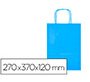 Bolsa papel q-connect celulosa celeste m con asa retorcida 270x370x120 mm