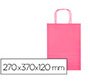 Bolsa papel q-connect celulosa rosa m con asa retorcida 270x370x120 mm