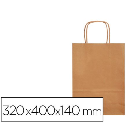Bolsa papel q-connect celulosa natural liso l con asa retorcida 320x400x140 mm