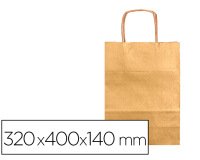 Bolsa papel q-connect kraft oro l con asa retorcida 320x400x140 mm