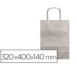 Bolsa papel q-connect kraft plata l con asa retorcida 320x400x140 mm
