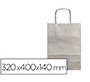 Bolsa papel q-connect kraft plata l con asa retorcida 320x400x140 mm
