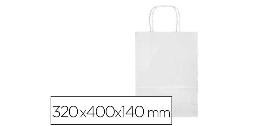 Bolsa papel q-connect celulosa blanco l con asa retorcida 320x400x140 mm