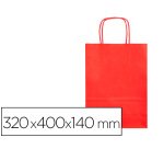 Bolsa papel q-connect celulosa rojo l con asa retorcida 320x400x140 mm