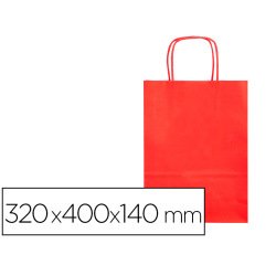 Bolsa papel q-connect celulosa rojo l con asa retorcida 320x400x140 mm