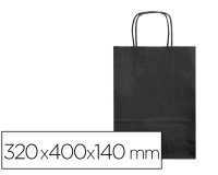 Bolsa papel q-connect celulosa negro l con asa retorcida 320x400x140 mm