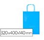 Bolsa papel q-connect celulosa celeste l con asa retorcida 320x400x140 mm