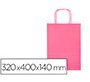 Bolsa papel q-connect celulosa rosa l con asa retorcida 320x400x140 mm