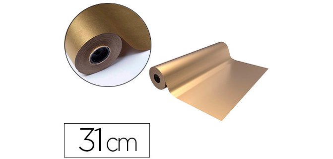 Papel de regalo basika metalizado oro bobina ancho 31 cm longitud 80 m
