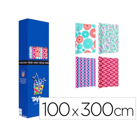 Papel de regalo basika todo año rollo ancho 1 m longitud 3 m modelos surtidos gramaje 50 g