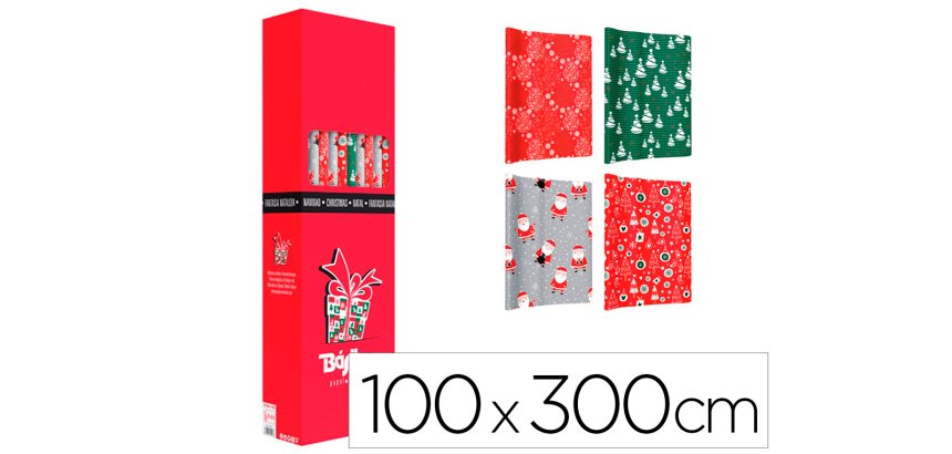 Papel de regalo basika navidad rollo ancho 1 m longitud 3 m modelos surtidos gramaje 50 gr