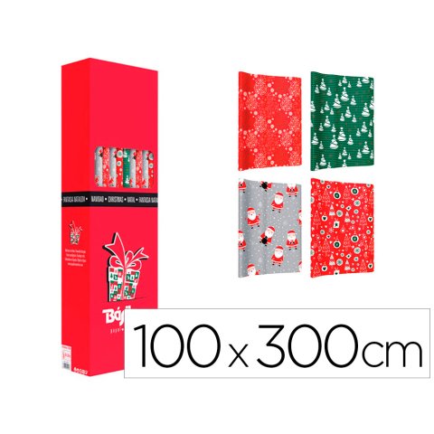 Papel de regalo basika navidad rollo ancho 1 m longitud 3 m modelos surtidos gramaje 50 gr
