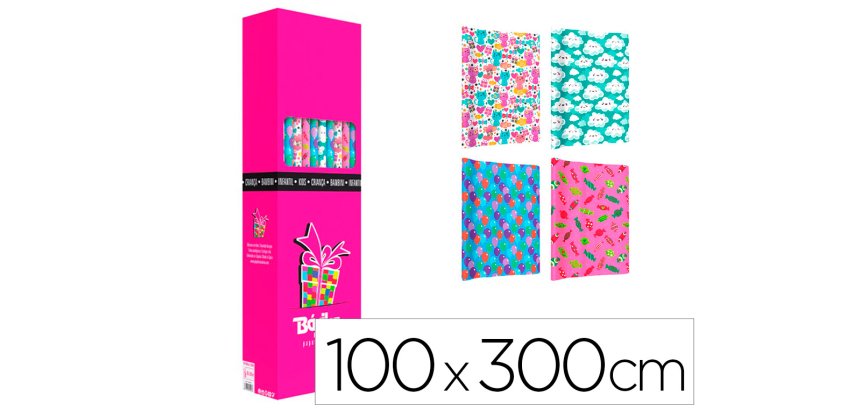 Papel de regalo basika infantil rollo ancho 1 m longitud 3 m diseños surtidos