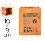 Cubilete portalapices liderpapel bambu 100% natural ecouse cuadrado 80x80x100 mm