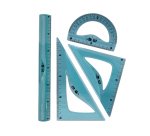 Juego escuadra 20 cm cartabon 18 cm regla 30 cm y semicirculo 10 cm liderpapel ecouse 100% pet reciclado