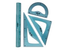Juego escuadra 20 cm cartabon 18 cm regla 30 cm y semicirculo 10 cm liderpapel ecouse 100% pet reciclado
