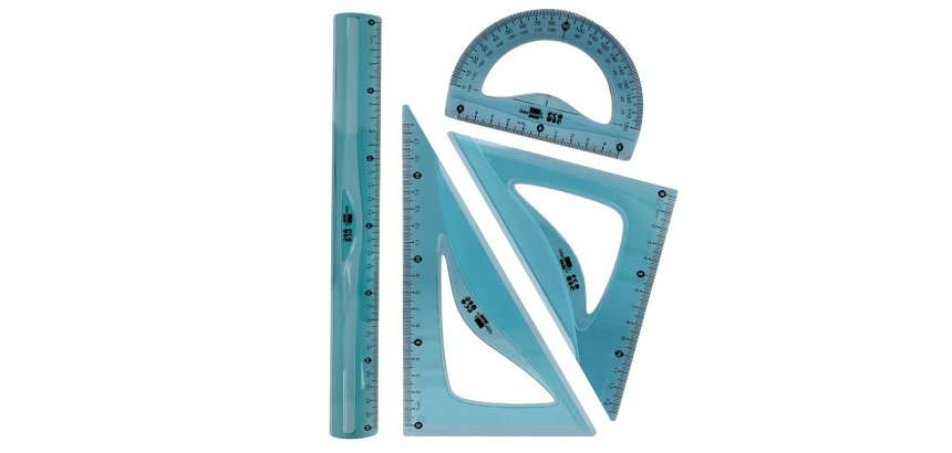 Juego escuadra 20 cm cartabon 18 cm regla 30 cm y semicirculo 10 cm liderpapel ecouse 100% pet reciclado