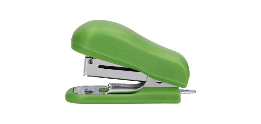 Grapadora liderpapel ecouse mini capacidad 12 hojas 100% plastico reciclado con caja de 1000 grapas 26/6