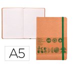 Libreta liderpapel ecouse 100% reciclada a5 96 hojas 70gr horizontal con gomilla y marca paginas