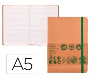 Libreta liderpapel ecouse 100% reciclada a5 96 hojas 70gr horizontal con gomilla y marca paginas