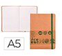 Libreta liderpapel ecouse 100% reciclada a5 96 hojas 70gr horizontal con gomilla y marca paginas