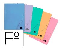 Carpeta liderpapel gomas tres solapas carton plastificado folio colores pasteles surtidos