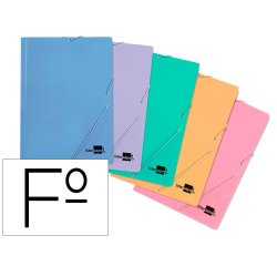 Carpeta liderpapel gomas tres solapas carton plastificado folio colores pasteles surtidos