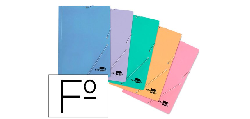 Carpeta liderpapel gomas tres solapas carton plastificado folio colores pasteles surtidos