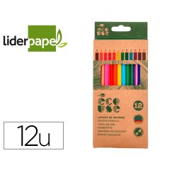 Lapices de colores liderpapel ecouse caja de 12 unidades colores surtidos con certificado fsc