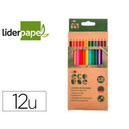 Lapices de colores liderpapel ecouse caja de 12 unidades colores surtidos con certificado fsc